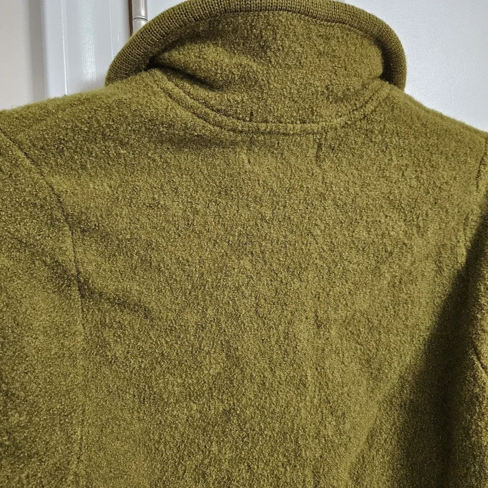 Lisa International Cardigan Women S Green Boiled Wool Leaf Applique Button Front - Picture 9 of 10